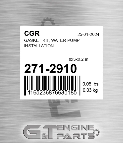 271-2910 CGR Gasket Kit, Water Pump Installation