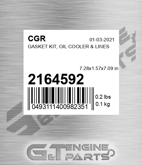 2164592 Gasket Kit, Oil Cooler & Lines