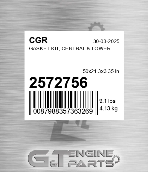 2572756 CGR Gasket Kit, Central & Lower