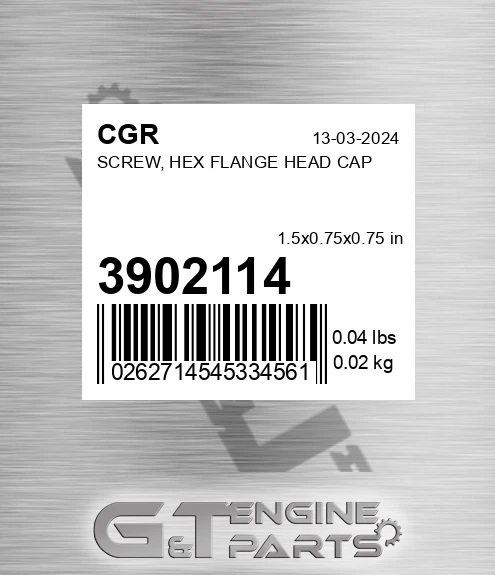 3902114 Screw, Hex Flange Head Cap