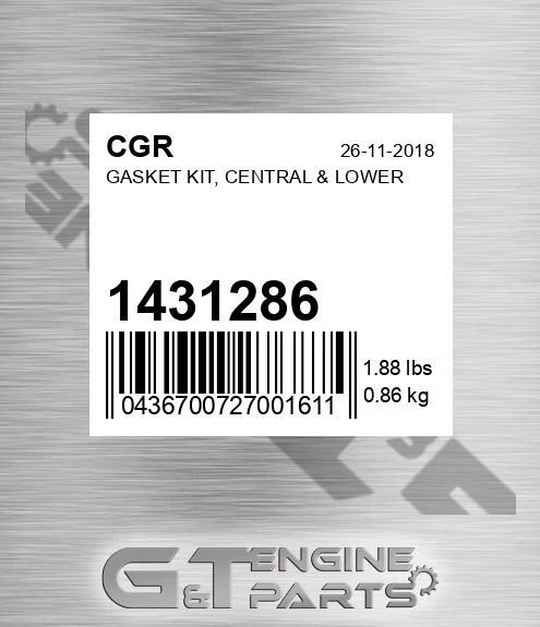 1431286 Gasket Kit, Central & Lower for CGR