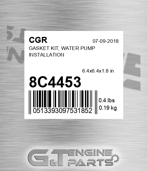 8C4453 Gasket Kit, Water Pump Installation for CGR