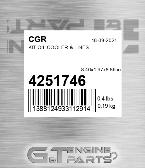 4251746 CGR Kit Oil Cooler & Lines