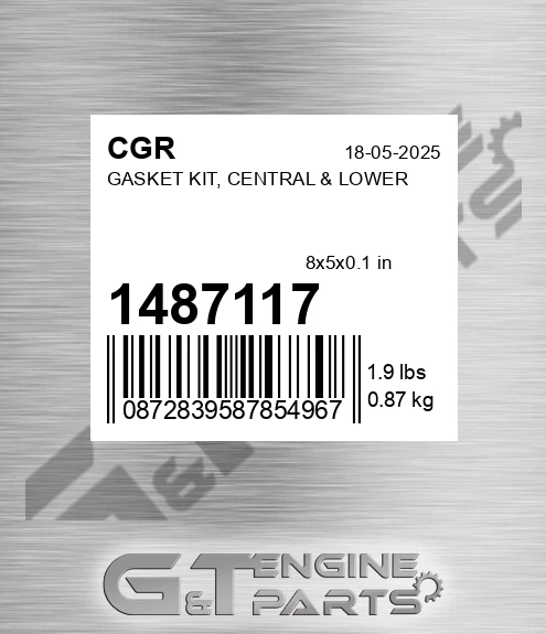 1487117 Gasket Kit, Central & Lower