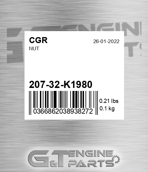 207-32-K1980 Nut for CGR