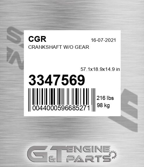 3347569 CGR Crankshaft W/o Gear