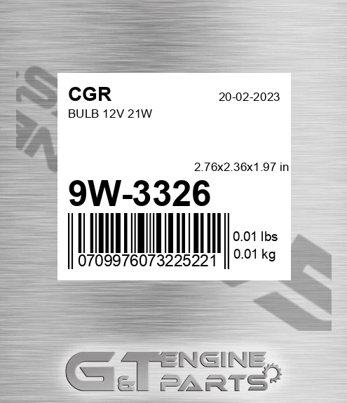 9W-3326 Bulb 12v 21w
