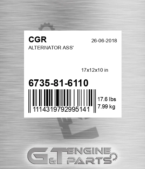 6735-81-6110 Alternator Ass'
