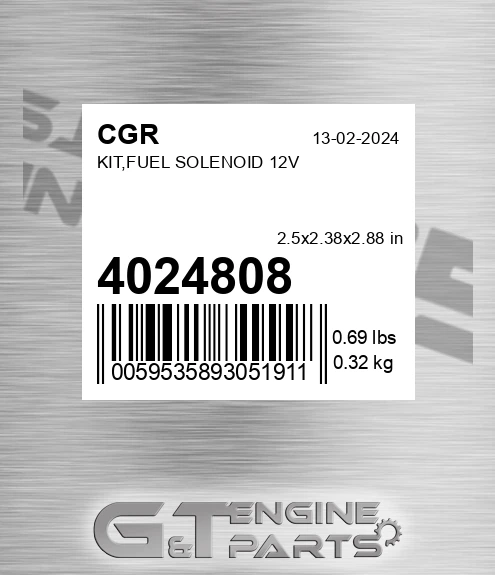 4024808 CGR Kit,fuel Solenoid 12v