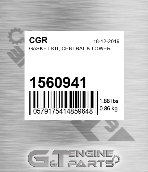 1560941 Gasket Kit, Central & Lower for CGR