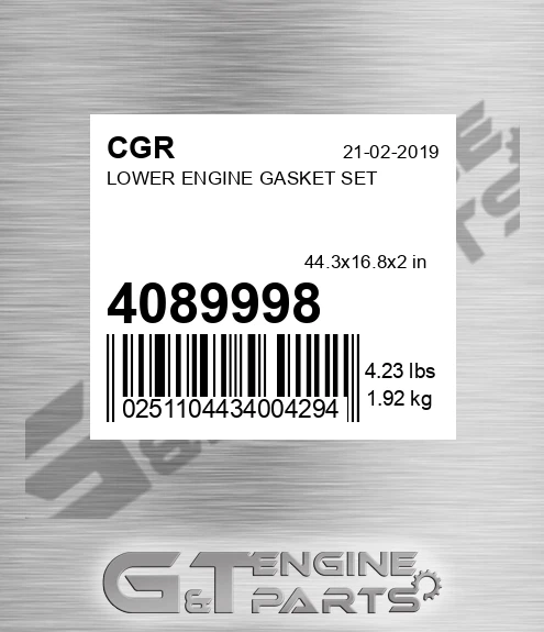 4089998 Lower Engine Gasket Set