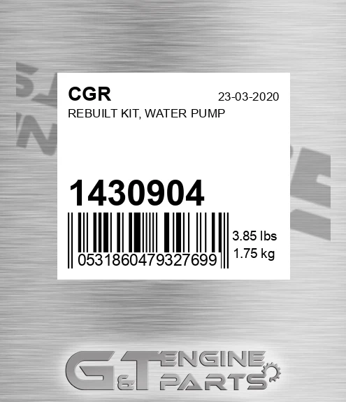 1430904 CGR Rebuilt Kit, Water Pump