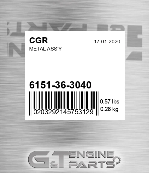 6151-36-3040 Metal Ass'y for CGR