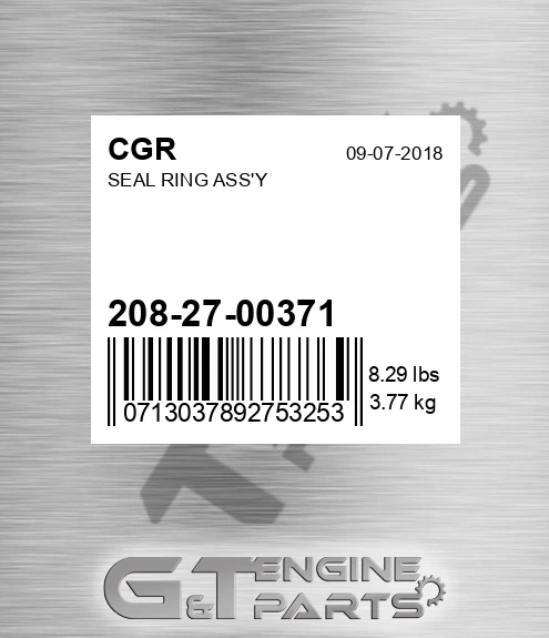 208-27-00371 Seal Ring Ass'y for CGR
