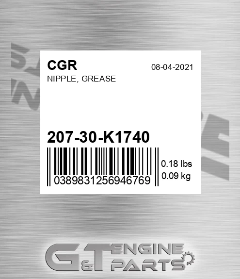 207-30-K1740 Nipple, Grease for CGR