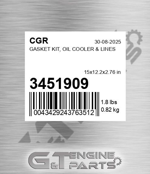 3451909 CGR Gasket Kit, Oil Cooler & Lines
