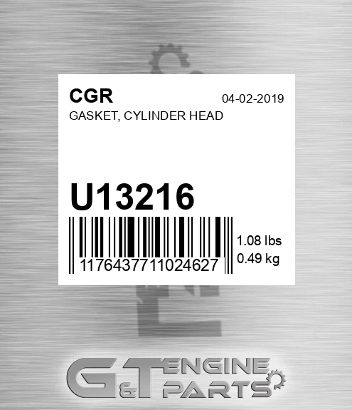 U13216 CGR Gasket, Cylinder Head