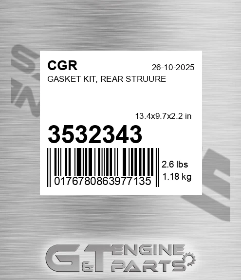 3532343 CGR Gasket Kit, Rear Struure