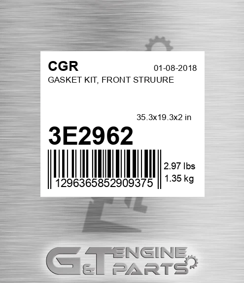 3E2962 Gasket Kit, Front Struure