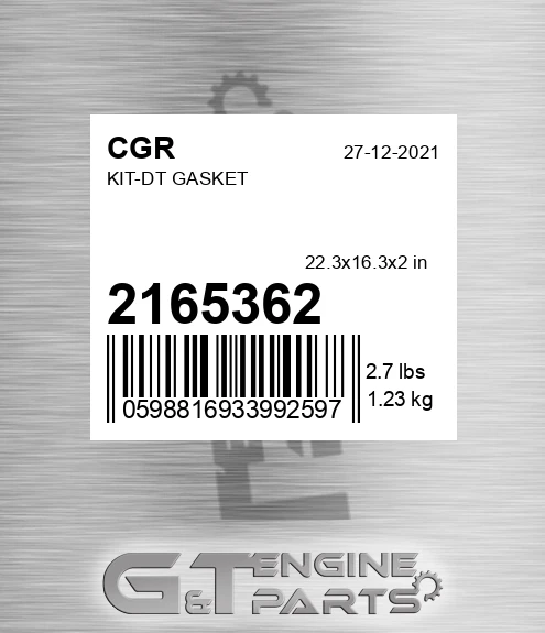 2165362 Kit-dt Gasket for CGR