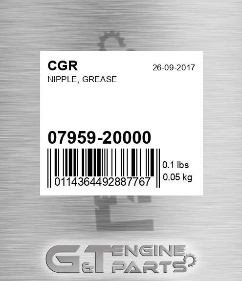 07959-20000 Nipple, Grease