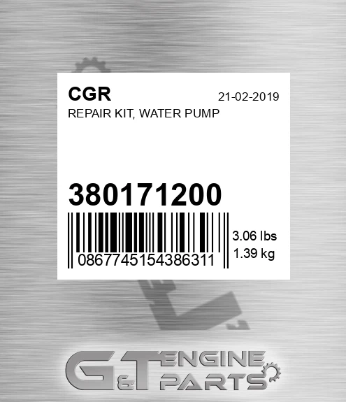 380171200 Repair Kit, Water Pump