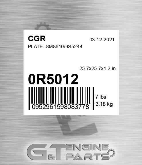 0R5012 CGR Plate -8m8610/9s5244