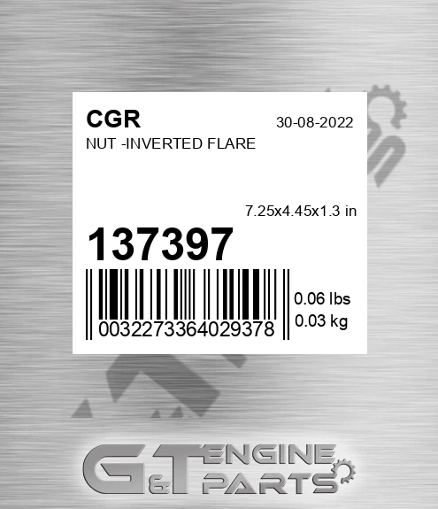 137397 Nut -inverted Flare