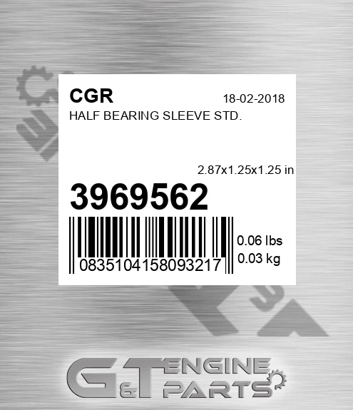 3969562 CGR Half Bearing Sleeve Std.
