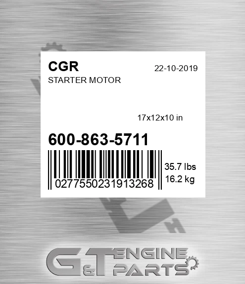 600-863-5711 Starter Motor
