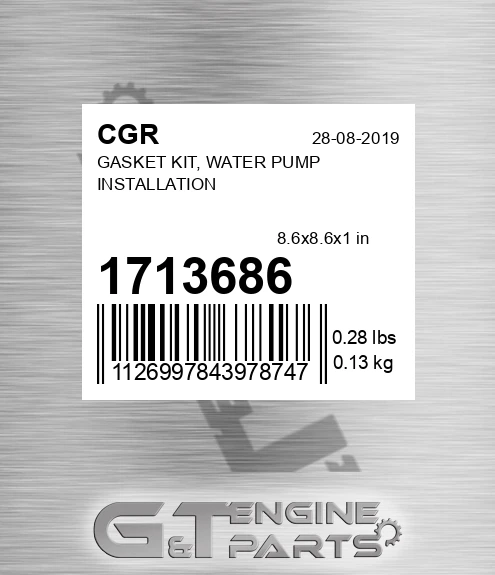 1713686 Gasket Kit, Water Pump Installation