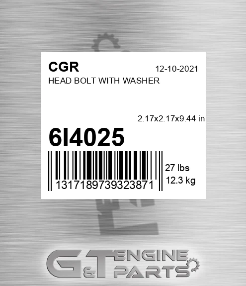 6I4025 CGR Head Bolt With Washer