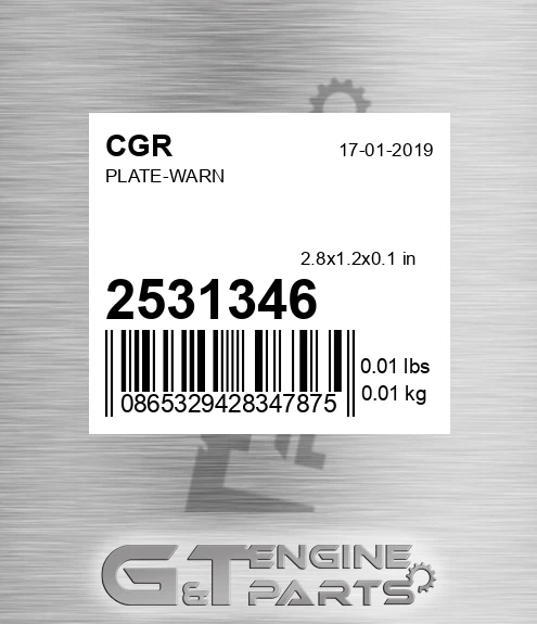 2531346 CGR Plate-warn