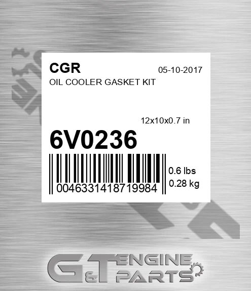 6V0236 Oil Cooler Gasket Kit