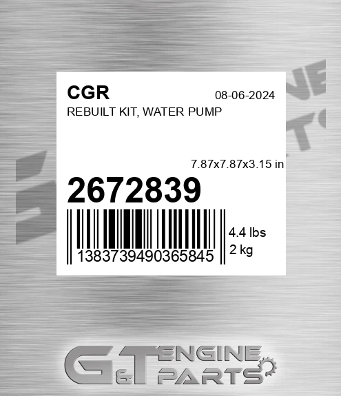 2672839 CGR Rebuilt Kit, Water Pump