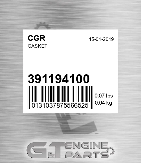 391194100 Gasket