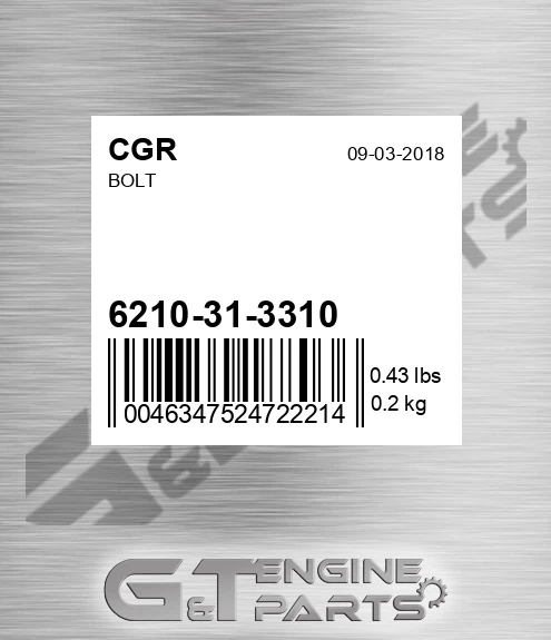 6210-31-3310 Bolt for CGR