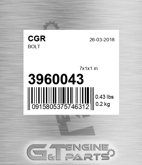 3960043 CGR Bolt