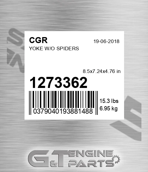 1273362 CGR Yoke W/o Spiders