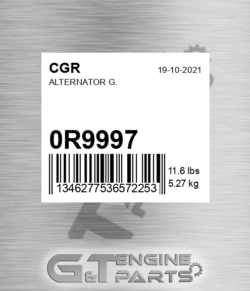 0R9997 Alternator G.