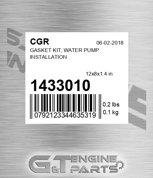 1433010 CGR Gasket Kit, Water Pump Installation
