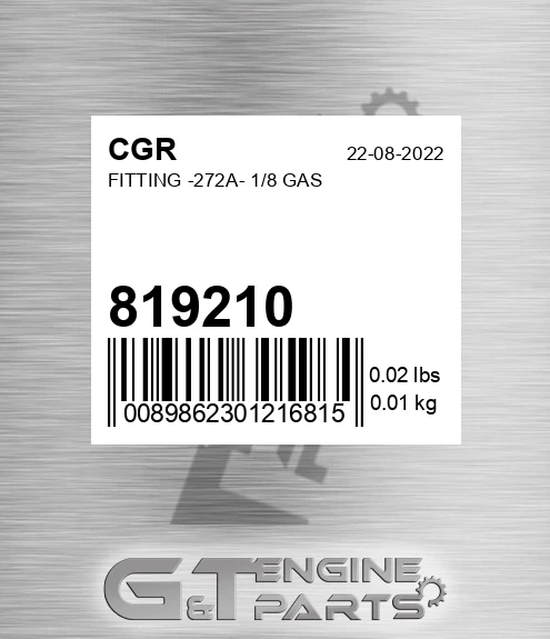 819210 Fitting -272a- 1/8 Gas