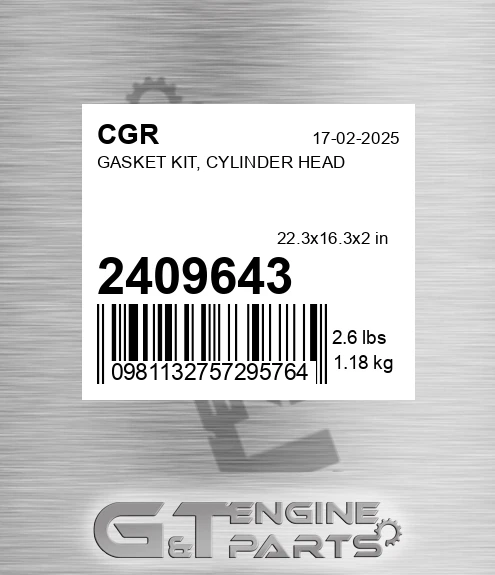 2409643 CGR Gasket Kit, Cylinder Head