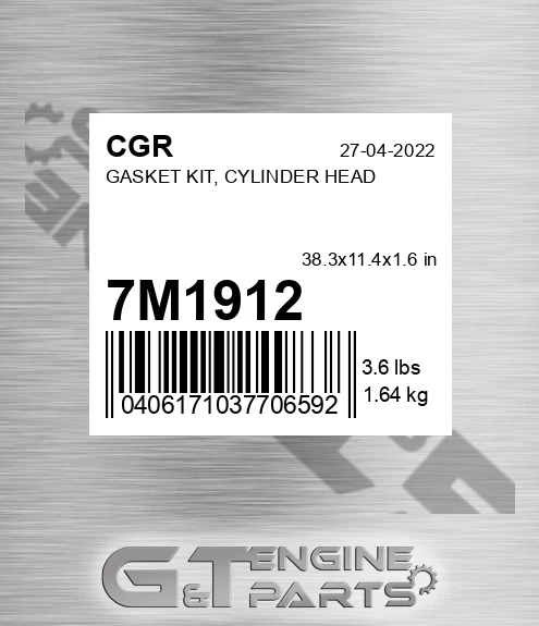 7M1912 Gasket Kit, Cylinder Head