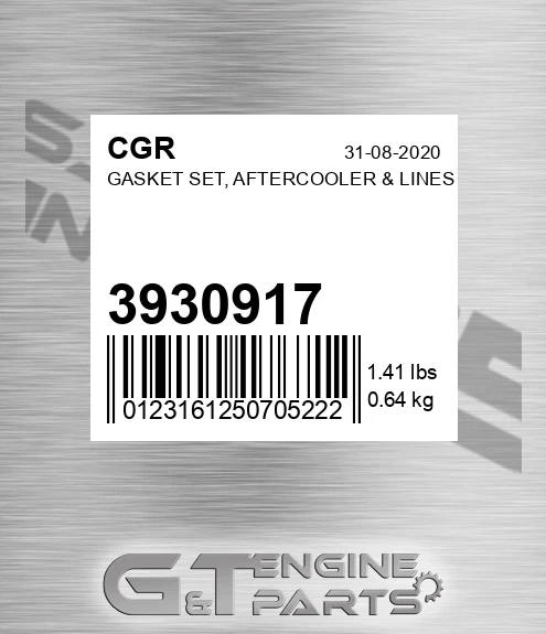 3930917 Gasket Set, Aftercooler & Lines