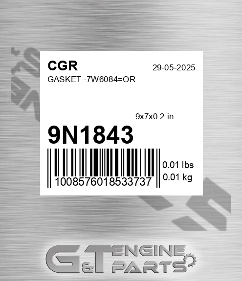 9N1843 CGR Gasket -7w6084=or
