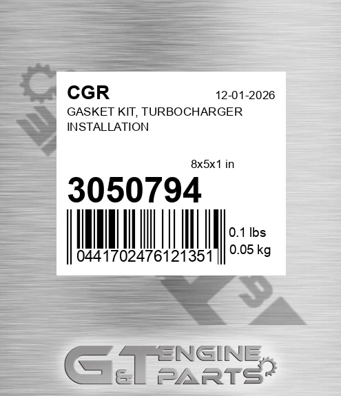 3050794 CGR Gasket Kit, Turbocharger Installation