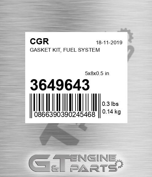 3649643 CGR Gasket Kit, Fuel System