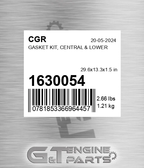 1630054 CGR Gasket Kit, Central & Lower