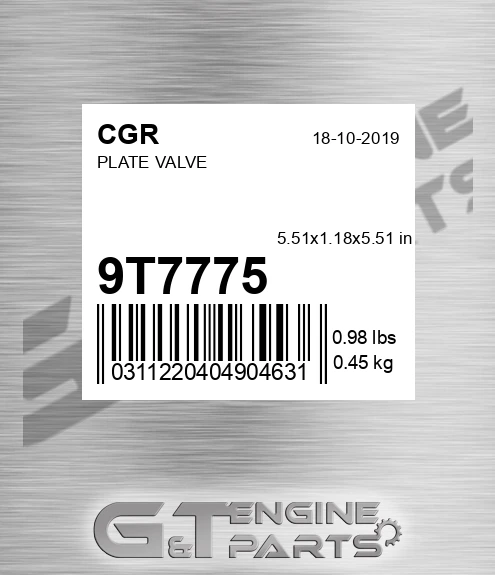 9T7775 CGR Plate Valve